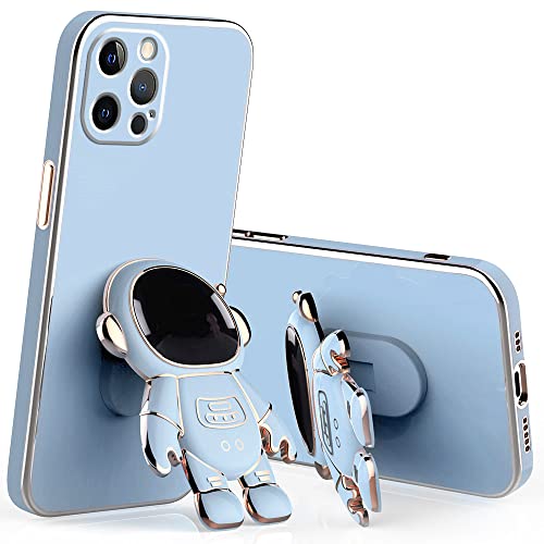 Wousunly für iPhone 15 Pro Hülle Silikon Stoßfeste TPU | Handyhülle iPhone 15 Pro mit Ständer Astronaut 3D Case | Schutzhülle für iPhone 15 Pro Galvanisierte Karikatur Dünn Kratzfest (blau) von Wousunly