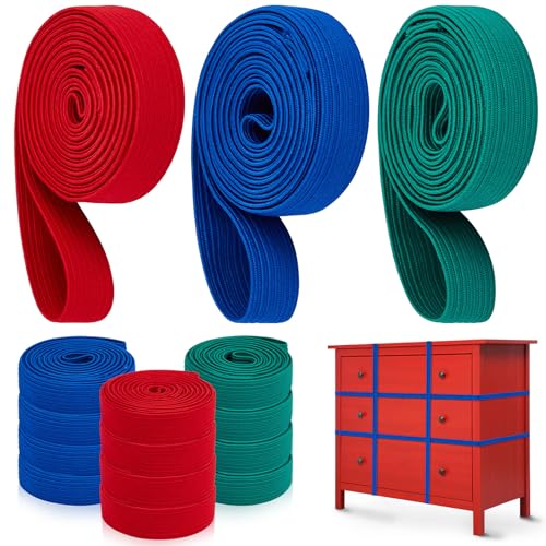 Wovnet 12 Stück 12 Stück extra große bewegliche Gummibänder, 106,7 cm, 91,4 cm und 76,2 cm, Gummiriemen, Umzugszubehör zum Verpacken von Paletten und Verpackungsdecken, Rot, Blau, Grün (Rot, Blau, von Wovnet