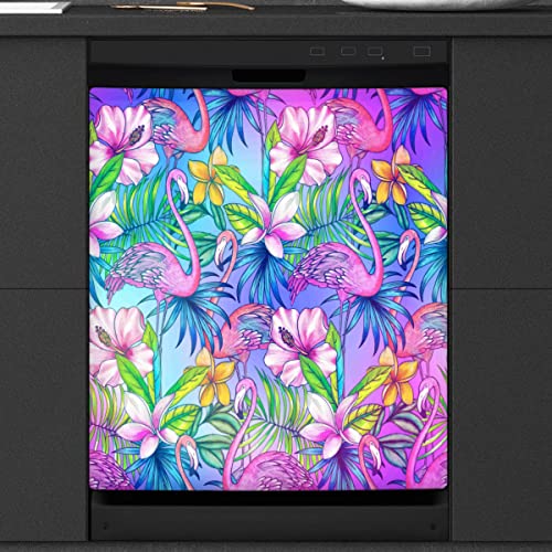 Druck Flamingo Hübsche Geschirrspüler Magnetische Abdeckung Küche Dekor Flamingos Front Geschirrspüler Kühlschrank Magnetische Abdeckung Aufkleber Gerät Dekorative Abdeckung 23 x 26 Zoll von WowPrint
