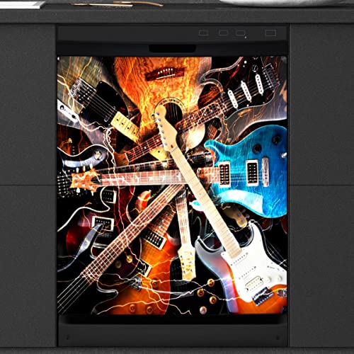 E-Gitarre Geschirrspüler Magnetische Abdeckung Küche Dekor Musik Gitarre Front Geschirrspüler Kühlschrank Magnetische Abdeckung Aufkleber Gerät Dekorative Abdeckung 23 x 26 Zoll von WowPrint