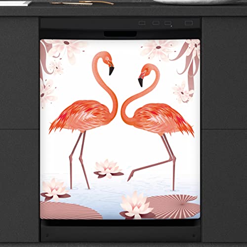 Flamingo Geschirrspüler Magnetische Abdeckung Küche Dekor Flamingo Muster Front Geschirrspüler Kühlschrank Magnetische Abdeckung Aufkleber Gerät Dekorative Abdeckung 23 x 26 Zoll von WowPrint