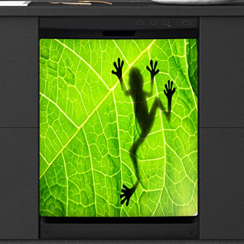 Frosch Shadow On The Leaf Geschirrspüler Magnetische Abdeckung Küche Dekor Lustige Frosch Front Geschirrspüler Kühlschrank Magnetische Abdeckung Aufkleber Gerät Dekorative Abdeckung 23 x 26 Zoll von WowPrint