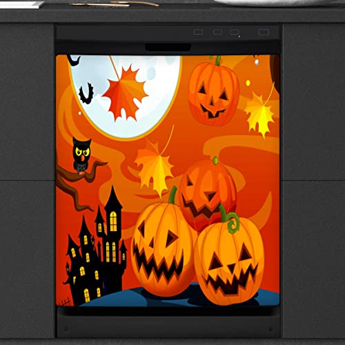 Halloween Geschirrsp¨¹ler Magnetische Abdeckung K¨¹che Dekor Niedliche Halloween Front Geschirrsp¨¹ler K¨¹hlschrank Magnetische Abdeckung Aufkleber Ger?t Abdeckung 23 x 26 Zoll von WowPrint