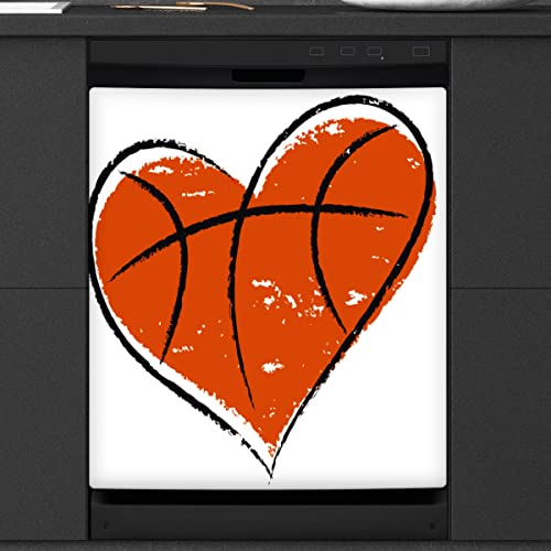 Herzform Basketball Geschirrspüler Magnetische Abdeckung Küche Dekor Sport Ball Front Geschirrspüler Kühlschrank Magnetische Abdeckung Aufkleber Gerät Dekorative Abdeckung 23 x 26 Zoll von WowPrint