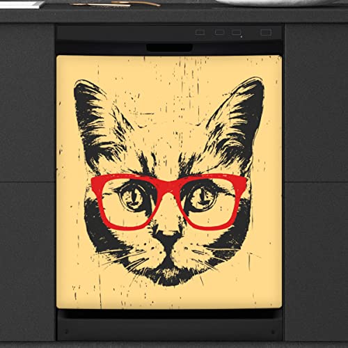 Katzenmuster Geschirrsp¨¹ler Magnetabdeckung K¨¹che Dekor Vintage Katze Front Geschirrsp¨¹ler K¨¹hlschrank Magnetische Abdeckung Aufkleber Ger?t Abdeckung 23 x 26 Zoll von WowPrint