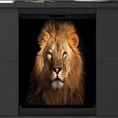 Löwenmuster Geschirrspüler Magnetabdeckung Küche Dekor Wildlife Lion Front Geschirrspüler Kühlschrank Magnetische Abdeckung Aufkleber Gerät Dekorative Abdeckung 23 x 26 Zoll von WowPrint