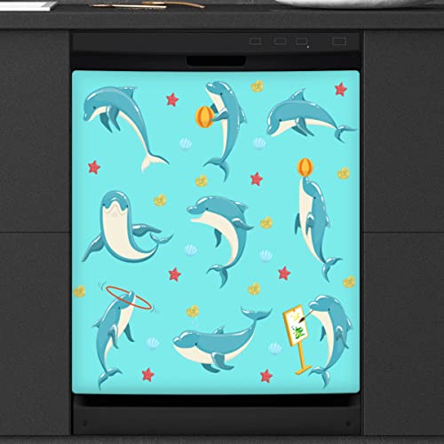 Niedlicher Delfin Geschirrspüler Magnetische Abdeckung Küche Dekor Delphin Front Geschirrspüler Kühlschrank Magnetische Abdeckung Aufkleber Gerät Dekorative Abdeckung 23 x 26 Zoll von WowPrint