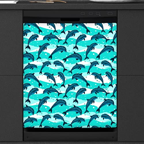 Ocean Geschirrspüler Magnetische Abdeckung Küche Dekor Delphin Fisch Front Geschirrspüler Kühlschrank Magnetische Abdeckung Aufkleber Gerät Dekorative Abdeckung 23 x 26 Zoll von WowPrint
