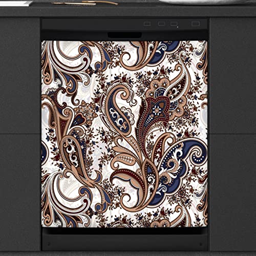 Paisleymuster Geschirrsp¨¹ler Magnetabdeckung K¨¹che Dekor Ethno Paisley Front Geschirrsp¨¹ler K¨¹hlschrank Magnetische Abdeckung Aufkleber Ger?t 23 x 26 Zoll von WowPrint