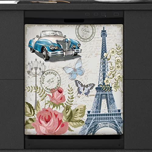 Paris Vintage Geschirrsp¨¹ler Magnetabdeckung K¨¹che Dekor Eiffelturm Front Geschirrsp¨¹ler K¨¹hlschrank Magnetische Abdeckung Aufkleber Ger?t 23 x 26 Zoll von WowPrint