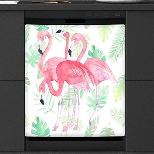 Rosa Flamingo Geschirrsp¨¹ler Magnetische Abdeckung K¨¹che Dekor Flamingo Front Geschirrsp¨¹ler K¨¹hlschrank Magnetische Abdeckung Aufkleber Ger?t Dekorative Abdeckung 23 x 26 Zoll von WowPrint