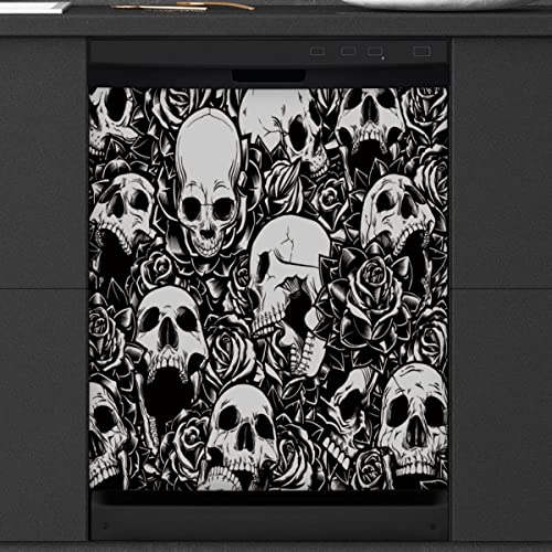 Schädel Geschirrspüler Magnetische Abdeckung Küche Dekor Halloween Zucker Totenkopf Front Geschirrspüler Kühlschrank Magnetische Abdeckung Aufkleber Gerät Dekorative Abdeckung 23 x 26 Zoll von WowPrint