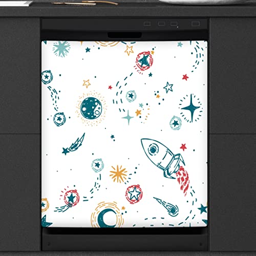 Sternenhimmel Weltraum Kunstdruck Geschirrspüler Magnetische Abdeckung Küche Dekor Galaxy Planeten Weltraum Thema Front Geschirrspüler Kühlschrank Magnetische Abdeckung Aufkleber Gerät Dekorative Abdeckung 23 x 26 Zoll von WowPrint