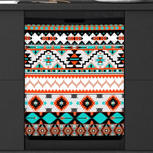 Tribal Aztec Geschirrspüler Magnetische Abdeckung Küche Dekor Tribal Ethno Aztec Front Geschirrspüler Kühlschrank Magnetische Abdeckung Aufkleber Gerät Dekorative Abdeckung 23 x 26 Zoll von WowPrint