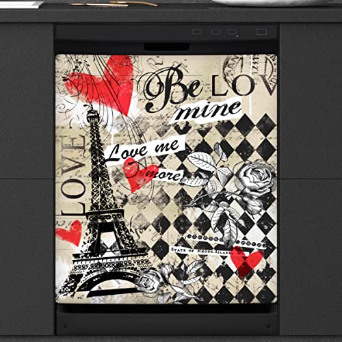 Valentine Eiffelturm Geschirrspüler Magnetische Abdeckung Küche Dekor Paris Romantischer Liebhaber Front Geschirrspüler Kühlschrank Magnetische Abdeckung Aufkleber Gerät Dekorative Abdeckung 23 x 26 Zoll von WowPrint