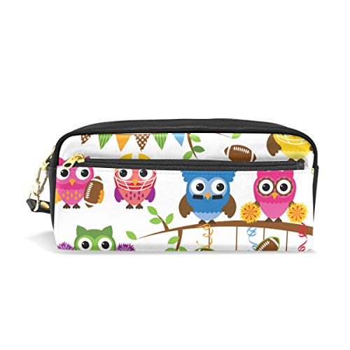 WowPrint Bunt Süßes Eule Vogel Design Federmäppchen Große Kapazität Reißverschluss PU Leder Federtasche Schreibwaren Federmappe Kosmetik Make-up Tasche Brieftasche für Mädchen Jungen Erwachsene von WowPrint