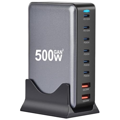 500 W USB-C-Ladegerät-Hub, GaN III 8 Port USB-C Ladestation Hub mit 6 USBC und 2 USB-A-Ports, unterstützt max. PD100W, kompatibel mit MacBook Pro, Steam Deck, iPhone 16/15/14, iPad-Serie, Samsung 500 W USB-C-Ladegerät-Hub, GaN III 8 Port USB-C Ladestation Hub mit 6 USBC und 2 USB-A-Ports, unterstützt max. PD100W, kompatibel mit MacBook Pro, Steam Deck, iPhone 16/15/14, iPad-Serie, Samsung von Wowfast