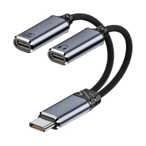 USB C Splitter 1 zu 2, USB C Doppelstecker mit 100W Laden, Kopfhörer Adapter, USBC Y Splitter mit iPhone 16/Pro/Max, Galaxy S24/S23/S22, Laptop(grau) von Wowfast