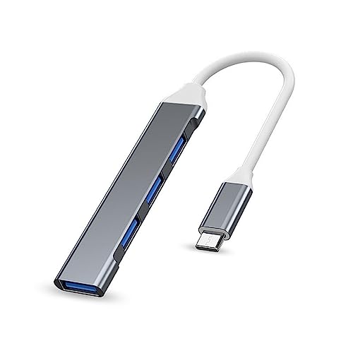 Hub USB C 3.0 USB Splitter USB Port 4 in 1 mit 1 USB 3.0 Port und 3 USB 2.0 Ports Kompatibel mit MacBook Pro Windows Laptops und Anderen Geräten mit USB C Port-Grau von Wowssyo