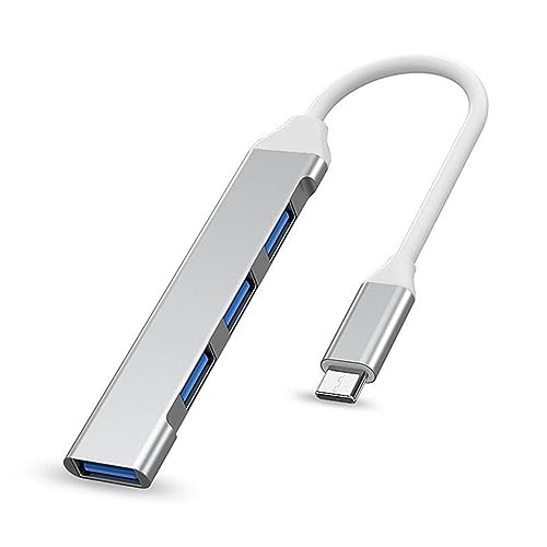 Hub USB C 3.0 USB Splitter USB Port 4 in 1 mit 1 USB 3.0 Port und 3 USB 2.0 Ports Kompatibel mit MacBook Pro Windows Laptops und Anderen Geräten mit USB C Port-Silbrig von Wowssyo
