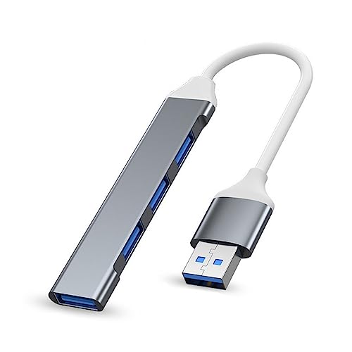USB Hub 3.0 USB Splitter USB Port 4 in 1 Mit 1 USB 3.0-Anschluss und 3 USB 2.0-Anschlüssen Kompatibel mit MacBook Pro Windows Laptops und Anderen Geräten mit USB-Anschlüssen-Grau von Wowssyo