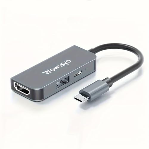 Wowssyo Hub USB C 3 in 1, Aluminium USB C Adapter für MacBook Pro/Air, 4K HDMI, PD 87W, USB 3.0 Port, für iPad Pro m1, XPS,PC Laptops, Switch von Wowssyo