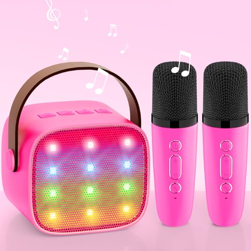 Mädchen Geschenk Kinder Karaoke Maschine: Karaoke Mikrofon Kinder- Spielzeug ab 3-11 Jahre Mädchen Junge - Mini Bluetooth Lautsprecher Set - Kindertag Geschenke für Mädchen Kinder 4 5 6 7 8 9 10 11+ von Wowstar