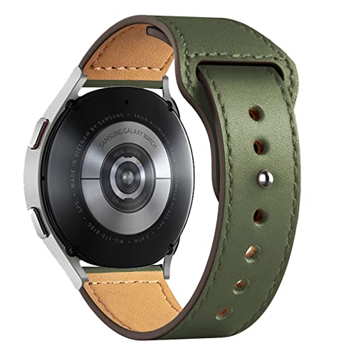 20mm Leder Armbänder für Samsung Galaxy Watch 4/5/Pro Armband 44mm 40mm 45mm/Classic 46mm 42mm/3 41mm/Active 2,Sport band für Amazfit GTS 2/mini/3/bip/U Garmin vivoactive 3/Venu sq (Armeegrün) von Wowstrap