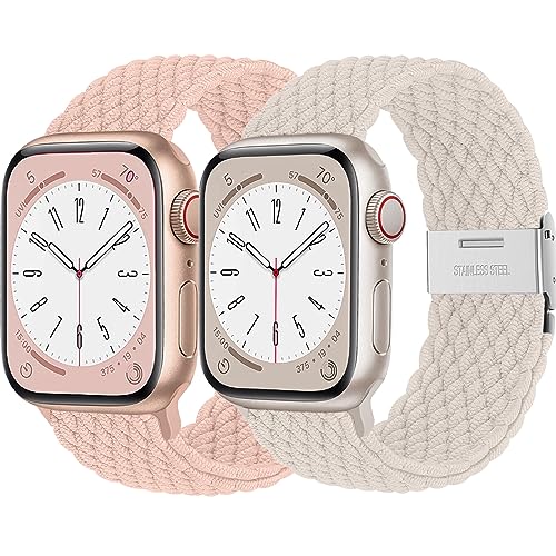 2ST Geflochtens Solo Loop Band für Apple Watch Armband 45mm 44mm 41mm 40mm 49mm 42mm 46mm 38mm,Dehnbarer Nylon Strap Armbänder für iWatch Series 10 9 8 7 6 5 4 3 se Ultra Herren/Damen-Polarstern/Rosa 2ST Geflochtens Solo Loop Band für Apple Watch Armband 45mm 44mm 41mm 40mm 49mm 42mm 46mm 38mm,Dehnbarer Nylon Strap Armbänder für iWatch Series 10 9 8 7 6 5 4 3 se Ultra Herren/Damen-Polarstern/Rosa von Wowstrap