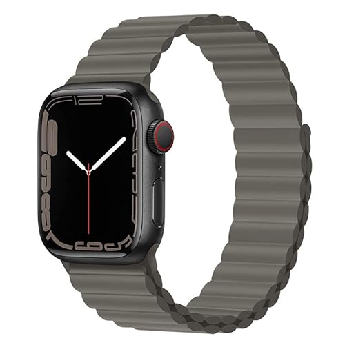 Magnet Band für Apple Watch Armband 41mm 45mm 40mm 44mm 42mm 38mm Herren/Damen,Silikon Sport Loop Strap für Apple Watch 8 Armbänder iWatch Series 7 6 5 4 3 SE Ultra 49mm-38/40/41 mm Grau von Wowstrap