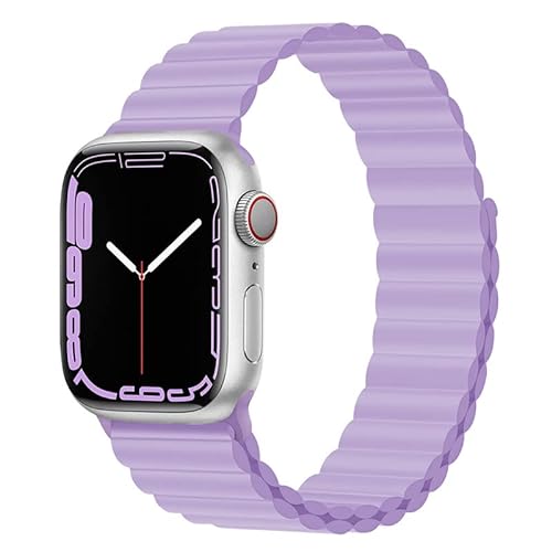 Magnet Band für Apple Watch Armband 41mm 45mm 40mm 44mm 42mm 38mm Herren/Damen,Silikon Sport Loop Strap für Apple Watch 8 Armbänder iWatch Series 7 6 5 4 3 SE Ultra 49mm-38/40/41 mm Lavendel von Wowstrap