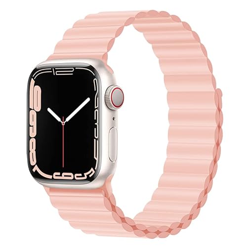 Magnet Band für Apple Watch Armband 41mm 45mm 40mm 44mm 42mm 38mm Herren/Damen,Silikon Sport Loop Strap für Apple Watch 8 Armbänder iWatch Series 7 6 5 4 3 SE Ultra 49mm-38/40/41 mm Rosérosa von Wowstrap