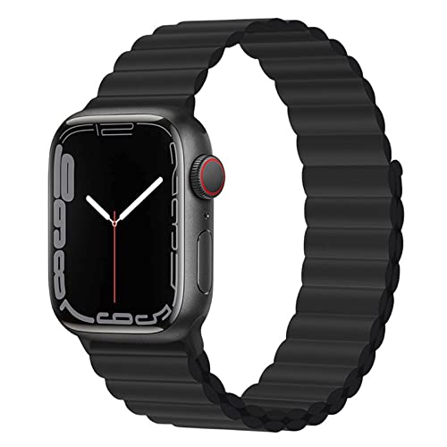 Magnet Band für Apple Watch Armband 41mm 45mm 40mm 44mm 42mm 38mm Herren/Damen,Silikon Sport Loop Strap für Apple Watch 8 Armbänder iWatch Series 7 6 5 4 3 SE Ultra 49mm-38/40/41 mm Schwarz von Wowstrap