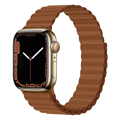 Magnet Band für Apple Watch Armband 41mm 45mm 40mm 44mm 42mm 38mm Herren/Damen,Silikon Sport Loop Strap für Apple Watch 8 Armbänder iWatch Series 7 6 5 4 3 SE Ultra 49mm-42/44/45 mm Braun von Wowstrap