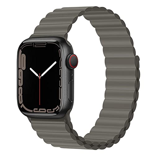 Magnet Band für Apple Watch Armband 41mm 45mm 40mm 44mm 42mm 38mm Herren/Damen,Silikon Sport Loop Strap für Apple Watch 8 Armbänder iWatch Series 7 6 5 4 3 SE Ultra 49mm-42/44/45 mm Grau von Wowstrap