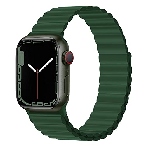 Magnet Band für Apple Watch Armband 41mm 45mm 40mm 44mm 42mm 38mm Herren/Damen,Silikon Sport Loop Strap für Apple Watch 8 Armbänder iWatch Series 7 6 5 4 3 SE Ultra 49mm-42/44/45 mm Kleegrün von Wowstrap