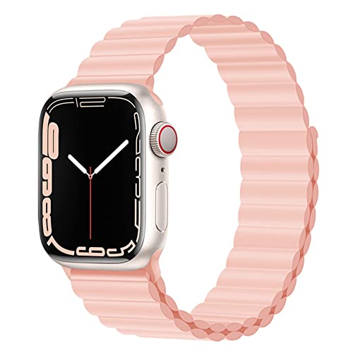 Magnet Band für Apple Watch Armband 41mm 45mm 40mm 44mm 42mm 38mm Herren/Damen,Silikon Sport Loop Strap für Apple Watch 8 Armbänder iWatch Series 7 6 5 4 3 SE Ultra 49mm-42/44/45 mm Rosérosa von Wowstrap