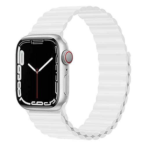 Magnet Band für Apple Watch Armband 41mm 45mm 40mm 44mm 42mm 38mm Herren/Damen,Silikon Sport Loop Strap für Apple Watch 8 Armbänder iWatch Series 7 6 5 4 3 SE Ultra 49mm-42/44/45 mm Weiß von Wowstrap