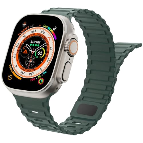 Magnet Sportarmband für Apple Watch Ultra Armband 49mm 44mm 45mm 42mm iWatch Armbänder 40mm 41mm 38mm Herren/Damen,Weiches Silikon Ersatz Band für Apfelband Series 9 8 7 6 5 4 3 2 SE Ultra 2 von Wowstrap