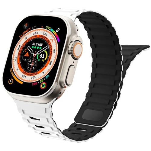 Magnet Sportarmband für Apple Watch Ultra Armband 49mm 44mm 45mm 42mm iWatch Armbänder 40mm 41mm 38mm Herren/Damen,Weiches Silikon Ersatz Band für Apfelband Series 9 8 7 6 5 4 3 2 SE Ultra 2 von Wowstrap