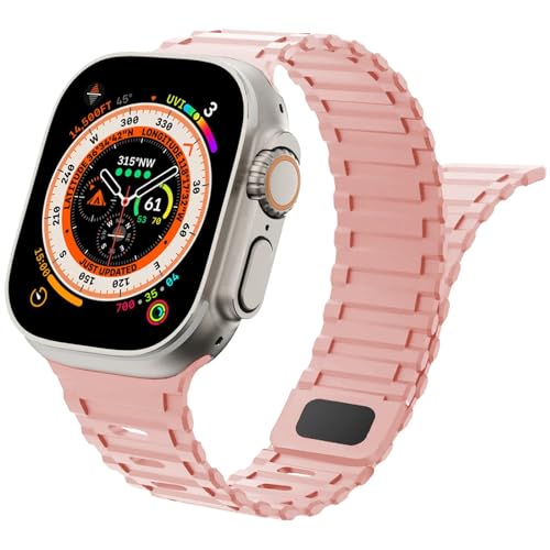 Magnet Sportarmband für Apple Watch Ultra Armband 49mm 44mm 45mm 42mm iWatch Armbänder 40mm 41mm 38mm Herren/Damen,Weiches Silikon Ersatz Band für Apfelband Series 9 8 7 6 5 4 3 2 SE Ultra 2 von Wowstrap