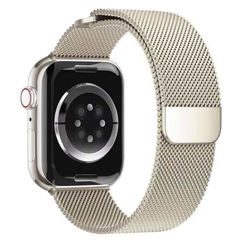 Magnet für Apple Watch Armband 40mm 41mm 44mm 45mm Ultra 49mm iWatch Armbänder 38mm 42mm 46mm Herren/Damen,Metall Edelstahl Milanaise Band für Apfelband Series 10 9 8 7 6 5 4 3 2 Se 2nd Ersatzarmband von Wowstrap