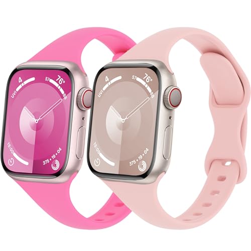 Schlank Sportarmband für Apple Watch Armband 44mm 45mm Ultra/2 49mm 40mm 41mm iWatch Armbänder 38mm 42mm 46mm Herren/Damen,Dünn Weich Silikon Band für Apfelband Series 10 9 8 7 6 5 4 3 2 Se 2nd von Wowstrap