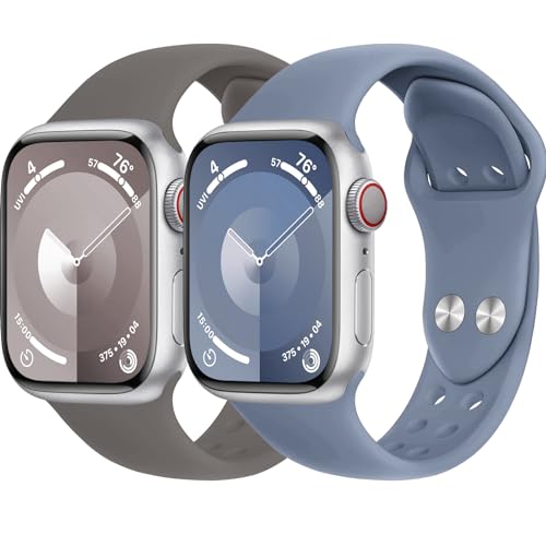 Sportarmband für Apple Watch Armband 40mm 41mm 38mm 44mm 45mm 42mm 46mm iWatch Armbänder Ultra 2/Ultra 49mm Herren/Damen, Doppeltaste Silikon Ersatz Band für Apfelband Series 10 9 8 7 6 5 4 3 2 se von Wowstrap