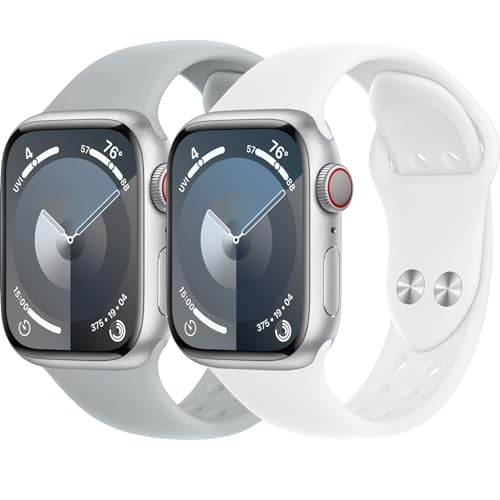 Sportarmband für Apple Watch Armband 40mm 41mm 38mm 44mm 45mm 42mm iWatch Armbänder Ultra 2/Ultra 49mm Herren/Damen,Doppeltaste Weiches Silikon Ersatz Band für Apfelband Series 9 8 7 6 5 4 3 2 se von Wowstrap