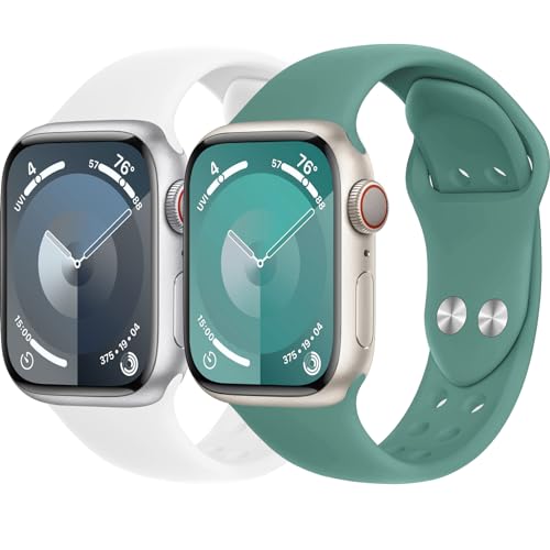 Sportarmband für Apple Watch Armband 40mm 41mm 38mm 44mm 45mm 42mm iWatch Armbänder Ultra 2/Ultra 49mm Herren/Damen,Doppeltaste Weiches Silikon Ersatz Band für Apfelband Series 9 8 7 6 5 4 3 2 se von Wowstrap