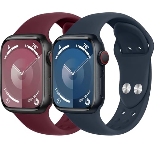 Sportarmband für Apple Watch Armband 40mm 41mm 38mm 44mm 45mm 42mm iWatch Armbänder Ultra 2/Ultra 49mm Herren/Damen,Doppeltaste Weiches Silikon Ersatz Band für Apfelband Series 9 8 7 6 5 4 3 2 se von Wowstrap