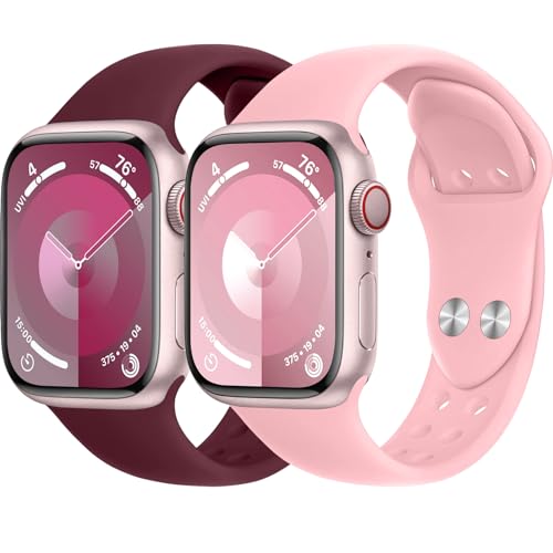 Sportarmband für Apple Watch Armband 40mm 41mm 38mm 44mm 45mm 42mm iWatch Armbänder Ultra 2/Ultra 49mm Herren/Damen,Doppeltaste Weiches Silikon Ersatz Band für Apfelband Series 9 8 7 6 5 4 3 2 se von Wowstrap