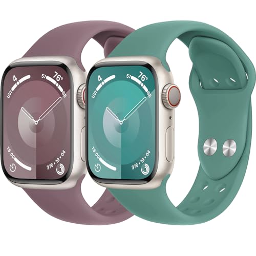 Sportarmband für Apple Watch Armband 44mm 45mm 42mm 46mm 40mm 41mm 38mm iWatch Armbänder Ultra 2/Ultra 49mm Herren/Damen, Doppeltaste Silikon Ersatz Band für Apfelband Series 10 9 8 7 6 5 4 3 2 se von Wowstrap