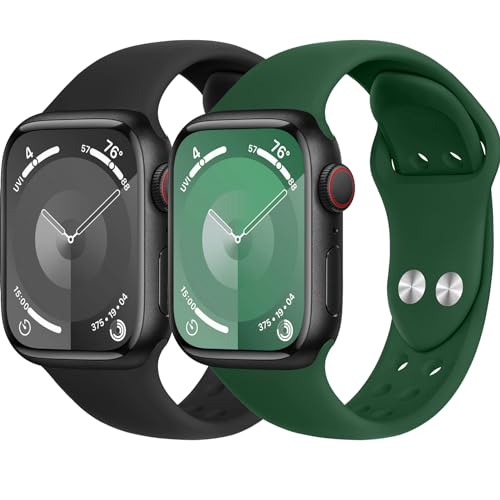 Sportarmband für Apple Watch Armband 44mm 45mm 42mm 40mm 41mm 38mm iWatch Armbänder Ultra 2/Ultra 49mm Herren/Damen,Doppeltaste Weiches Silikon Ersatz Band für Apfelband Series 9 8 7 6 5 4 3 2 se von Wowstrap